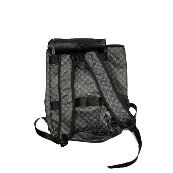 Top Loading Faux Leather Black Print Backpack - Picture 2 of 3